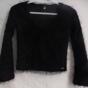 GUESS JEANS black long sleeve fuzzy sweater NWOT